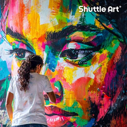 Shuttle Art Outdoor Acrylic Paint Set, 12 Colors Waterproof Paint, 8.45oz/250ml Large Bottles, Rich Pigmented Bulk Painting Supplies for Artists, Beginners on Rocks, Wood, Wall, Crafts, Garden Statues | Highly pigmented, non-toxic acrylic paints in bottle