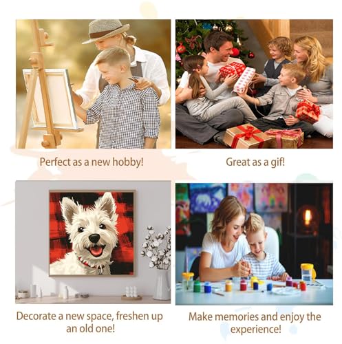 Artunion Framed Paint by Numbers Kit for Adults Beginners & Kids Ages 8-12,West Highland White Terrier Paint by Number with Frame,Dog Animal Paint by Numbers Kit on Canvas 10 * 10 Inch Without Easel - color: ZXT-381-F