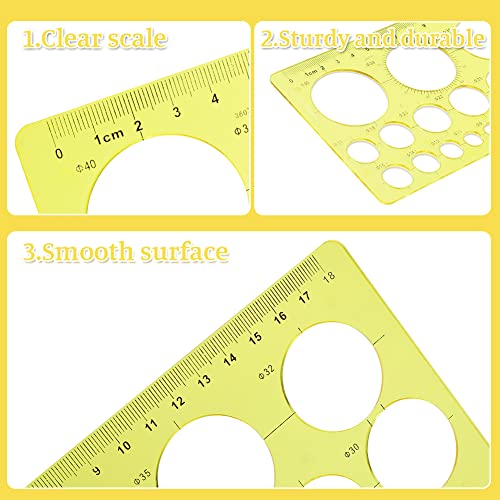 LOKUNN Circle Template Circle Round Stencil Templates Round Hole | Multi-Function, Circle Template for Drawing Elliptical for Stencil Ruler School Office Supplies (Yellow) - color: 1 pcs yellow