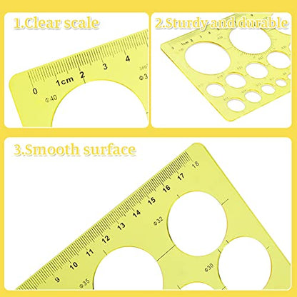 LOKUNN Circle Template Circle Round Stencil Templates Round Hole | Multi-Function, Circle Template for Drawing Elliptical for Stencil Ruler School Office Supplies (Yellow) - color: 1 pcs yellow