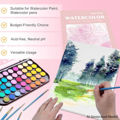 DagouColor Watercolor Paper Pad, 30 Sheets - Butterfly Pink, A4, 1 Pack | 140lb/300gsm Cold-pressed Paper, Artist Book for Adults Beginners, Painting, Drawing, Mixed Media - color: Butterfly Pink