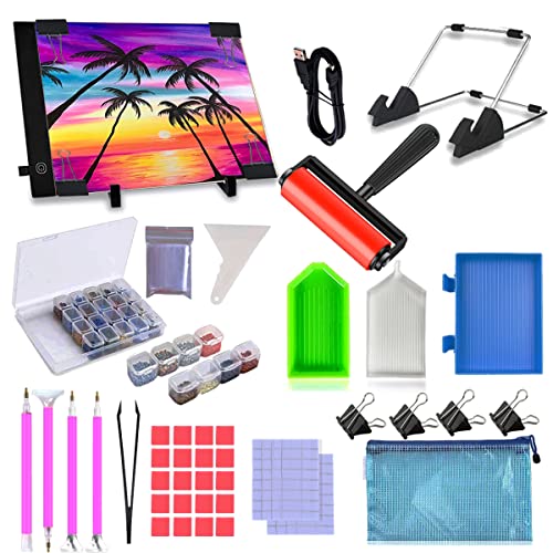 LIRUNQIU 59 Pcs Diamond Painting A4 LED Light Pad Kit