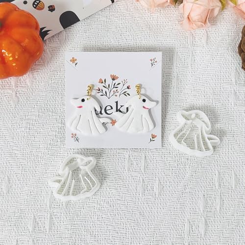 Xaekicr Halloween Ghost Dog Polymer Clay Cutters – Cute Clay Earring Cutters for DIY Jewelry Making, Polymer Clay Molds and Craft Tools, Set of 2 - color: H color