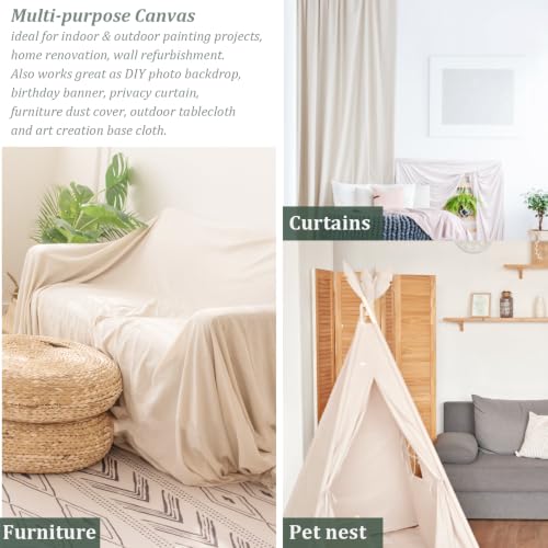 King Origin Canvas Drop Cloth, 9 x 12 Feet Canvas Tarp | Washable and Reusable Cotton Paint Tarp, Drop Cloths for Painting, Curtains, Furniture and Floor Protection