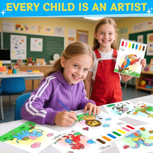 SOCOLER Paint with Water Coloring Books for Kids & Toddlers, Animals | Mess Free Watercolor Painting Set, Water Color Painting Book,Craft Art Kit, Boys & Girls Birthday Gift, Travel Activity Toy - style: Animal B