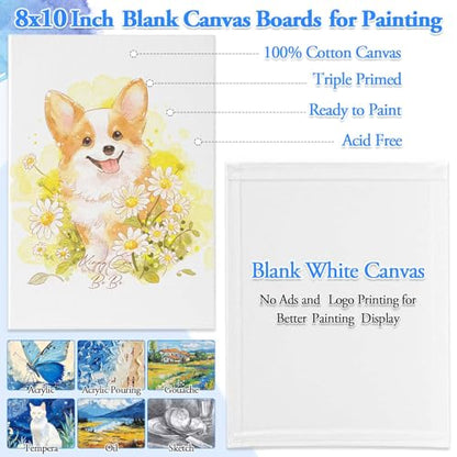 160 Pack Canvas with Easel Miniature Painting Kit with Wooden Easel and Blank Canvas Boards, Detail Paint Brushes Set for Adults Couples Paint Party Supplies, Paint and Sip Date Night Kits
