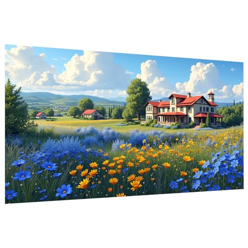 ATDMS Large Diamond Art Kits for Adults, Landscape Diamond Painting Kits | DIY 5D Flowers Diamond Art Painting Full Drill House Gem Art Kits for Home Wall Decor 27.5x15.7 Inch - color: Flowers 035