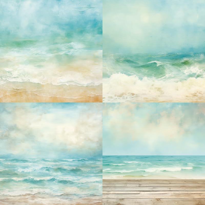 Scrapbook Paper Pad & Scrapbooking Supplies - Single Sided Junk Journal Kit, 160gsm Craft Paper for Photo Albums, Picture Art Collage, 6x6 Inch, 24 Sheets (Seaside) - color: Seaside