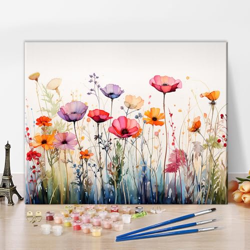 TUMOVO Colorful Flower Field Paint by Numbers for Adults - color: Blume