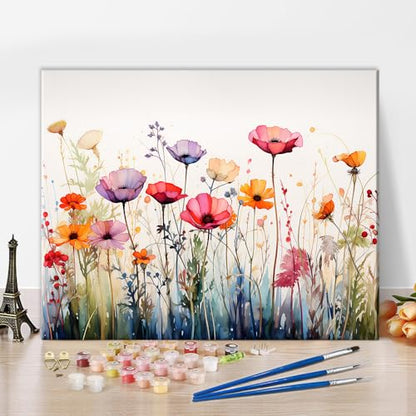 TUMOVO Colorful Flower Field Paint by Numbers for Adults - color: Blume