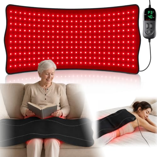 33" x 14" Red Light Therapy Mat for Body Pain Relief, 320 LEDs, 45W | 660nm&850nm Large Infrared Light Therapy Pad for Home Use, Easy-Clean Design, 4 Modes, 5 Intensity Levels, 10-90 Min Timer