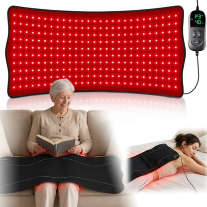 33" x 14" Red Light Therapy Mat for Body Pain Relief, 320 LEDs, 45W | 660nm&850nm Large Infrared Light Therapy Pad for Home Use, Easy-Clean Design, 4 Modes, 5 Intensity Levels, 10-90 Min Timer