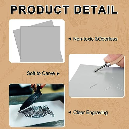 Yeaqee 2 Pcs 8 x 10 Inch Linoleum Blocks for Printmaking, Gray - color: Gray, size: 8 x 10 Inch