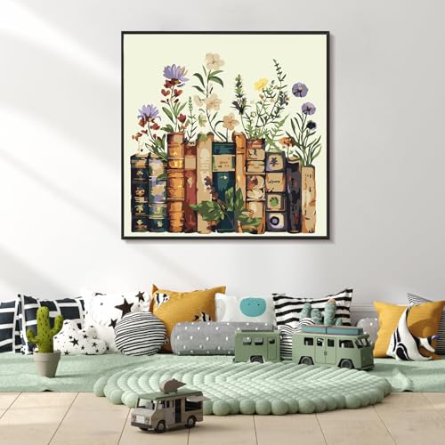 Yezavesu Book Framed Paint by Numbers Kit for Adults 10x 10 inch, Flowers - color: YOP0216, size: 10x10 Inch