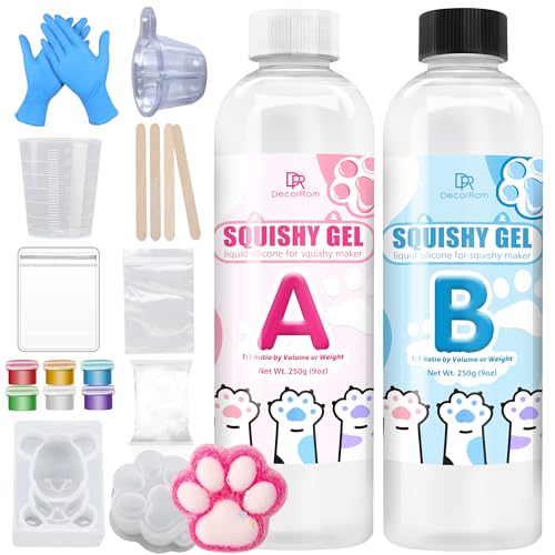 Gel for Taba Squishy Kit, 18oz Liquid Silicone Super Soft Fast Cure for Squishy Maker, All-in-1 Squishy Making Rubber for Cat Paw Casting Hamster Molding, Stress Relief Decompression Craft Adult Hobby