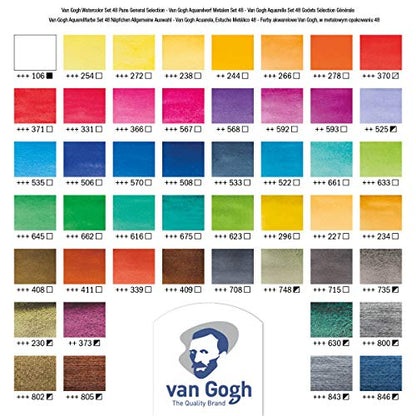 Van Gogh Watercolor Paint Set, General Selection, 48 Half-Pan - color: 48 General (Metal Tin), style: Half Pan