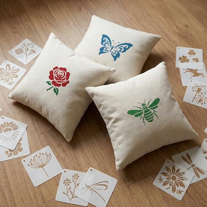 3 Inch Botanical Stencils for Painting - 80 Pcs Reusable Nature Craft Templates with Floral, Butterfly & Bird Motifs for DIY Home Decor, Wood Signs, Wall Art&Classroom Projects (3inch) - size: 3inch