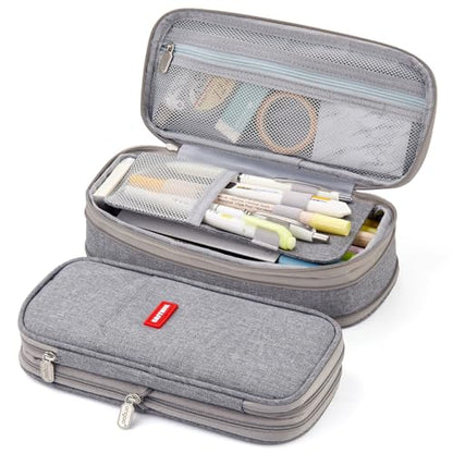 EASTHILL Big Capacity Pencil Pen Case Office College School Large Storage High Capacity Bag Pouch Holder Box Organizer (Gray) - color: Gray
