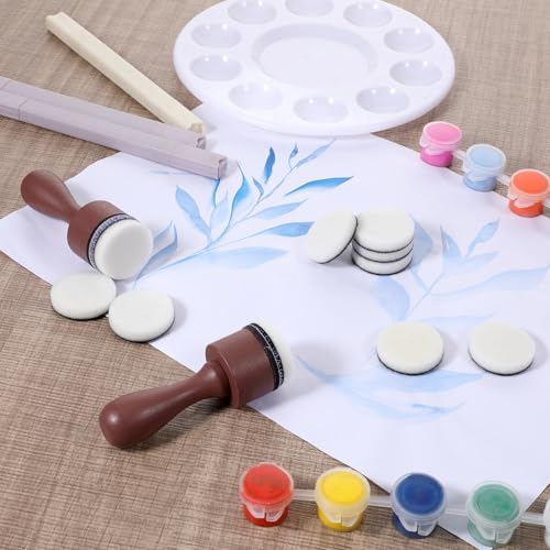 46 Pcs Mini Ink Blending Tool Set, 2 Round Red Mini Applicator Tools and 44 Replacement Foam Pads Daubers Blending Brushes for card Making Craft Scrapbooking Painting Drawing Handle Embossing Stencils - color: Red