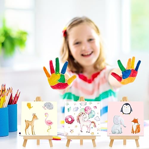 Mimorou 64 Pack Mini Canvas with Easel for Painting Wood,3 X 3 Inch - size: 3 x 3 Inch