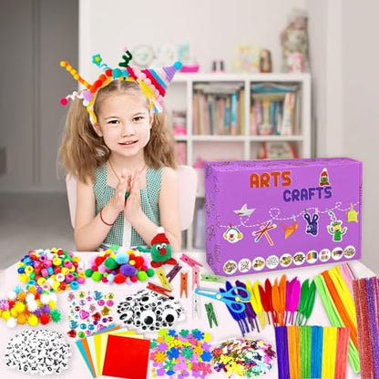 2000 Pcs DIY Arts and Crafts Supplies Kit for Kids - Kids Craft Kits Art Supplies Material Set with Pipe Cleaner All in 1 Crafting Collage Activity for Toddlers Gifts Toys Age 5 6 7 8 9 Year Old Girls - size: 2000pcs