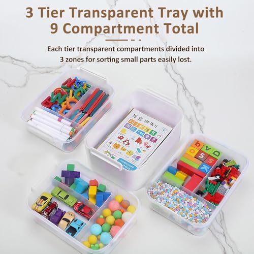 Gifhomfix 4-Layer Plastic Craft Organizers and Storage Box with Removable Trays, Storage Containers with lids and Handle, Art Supply Storage Organizer for Organizing Bead, Sewing, Tool - color: White, size: 4 Layer-10.6 x 7.6 x 11 in