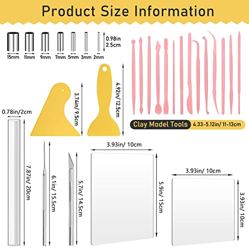 28Pcs Polymer Clay Cutter Tools, Pletpet Polymer Clay Tools Acrylic Roller/ 14 Sculpting Kits/ 7 Circle Shape Cutter/ 2 Acrylic Sheets for Press/ 2 Scarper/Needle Detail Shaping