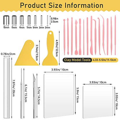 28Pcs Polymer Clay Cutter Tools, Pletpet Polymer Clay Tools Acrylic Roller/ 14 Sculpting Kits/ 7 Circle Shape Cutter/ 2 Acrylic Sheets for Press/ 2 Scarper/Needle Detail Shaping