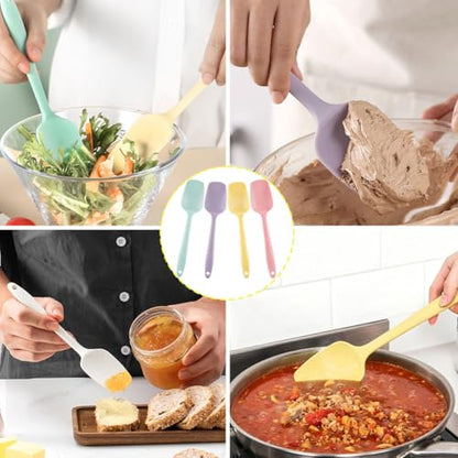 4 PCS,7.8Inch Silicone Spatulas Rubber Spatula Small Spatula Baking Mini Spatula Mixing Tool for Nonstick Cookware (4 colors) - color: 4 colors