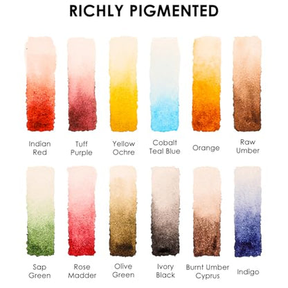 Grabie 12 Color Travel Watercolor Paint Set, Pocket Palette, Autumn - color: Autumn