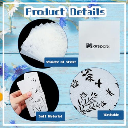 Marspark 20 Pcs Wildflower Stencils, Rectangular Style, 6 x 4.7 Inch - size: 6 x 4.7 Inch, style: Rectangular Style