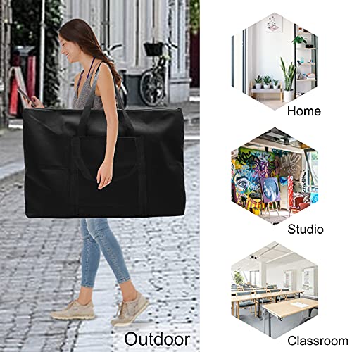 Cupohus Waterproof Art Portfolio Bag 25" x 37" for 24" x 36" Artworks with Outer Pockets and Handle, Student Carrying Storage Bag - size: 24" x 36" x 2"