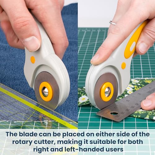 WA Portman Fabric Cutter Tool, 45mm Rotary Cutter for Fabric with 5 Blades | Quiliting Rotary Cutter with 5 Extra Rotary Blades for Sewing Cutting Mat, 45mm Roller Cutters with Cutting Wheel for Crafts