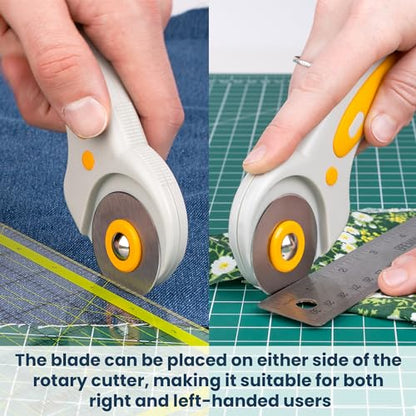 WA Portman Fabric Cutter Tool, 45mm Rotary Cutter for Fabric with 5 Blades | Quiliting Rotary Cutter with 5 Extra Rotary Blades for Sewing Cutting Mat, 45mm Roller Cutters with Cutting Wheel for Crafts