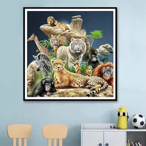 CXYQLC DIY 5D Diamond Painting Kits for Adults, Diamond Art Lions,Tigher&Animals Diamond Painting Full Drill Crystal Rhinestone Embroidery Craft Kits for Home Wall Decor Gifts 13.7x13.7inch