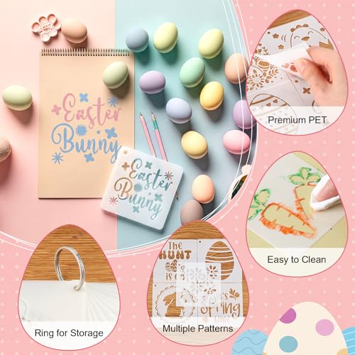 Marspark 72 Pcs Small Bunny Egg Stencils for Crafts Reusable, 3 Inch - style: Bunny Egg