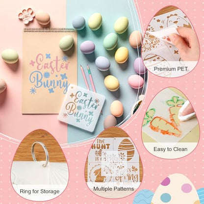 Marspark 72 Pcs Small Bunny Egg Stencils for Crafts Reusable, 3 Inch - style: Bunny Egg