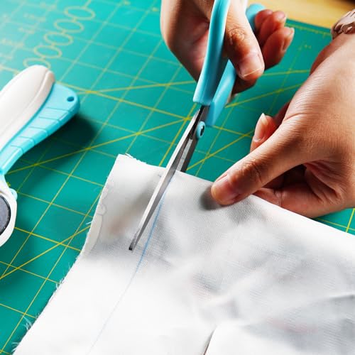 Professional Sewing Scissors Set: Big and Small Scissors, Rotary Cutter with 3pcs Extra Blades for Cutting Fabric - color: Blue