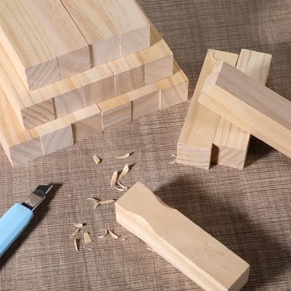 30 PCS Wood Carving Blocks, 4" x 1" x 1" Soft Solid Pine Wood Block, Unfinished Wooden Whittling Blocks, for Beginner Experts DIY Craft Arts