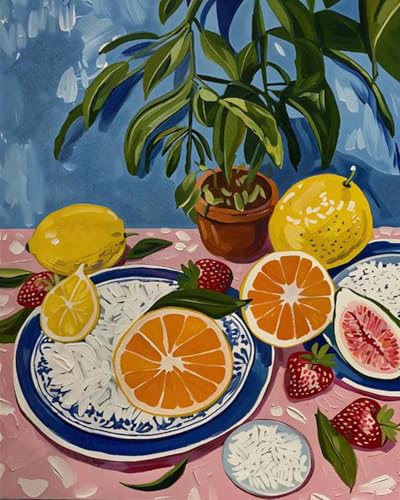 5DDIYART Paint by Numbers for Adults Beginner,Citrus Lemon Fruit Paint by Number Kits on Canvas Without Framed,Paint by Easy Acrylic Painting Home Wall Decor 16x20inch - color: PB137-1