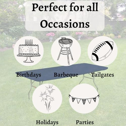 6' Rectangle Plastic Table Covers 30" x 72", Bundle of 5 (Navy Blue) - color: Navy Blue