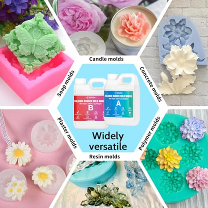 JDiction Silicone Mold Making Kit, 5lb(80oz) Super Elastic Liquid Silicone for Molds Making, Fast Cure Soft Mold Making Silicone Rubber for Casting Resin Molds/Silicone Molds/Candle/Soap Molds - size: 80oz