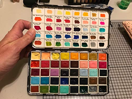 Honbay Watercolor Tins Palette Paint Case with 40pcs Plastic Half Pans (White Flower) - color: White Flower