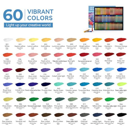 Paul Rubens Oil Pastels, 60 Vibrant Colors Soft Oil Pastels | Creamy & Easy to Blend Oil Pastels for Artists & Beginners. Ideal for Drawing, Sketching and Painting - style: 60 Basic Colors