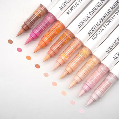 Water Based Acrylic Paint Markers, 9 Colors Paint Pen Set - color: Colour of Skin Series