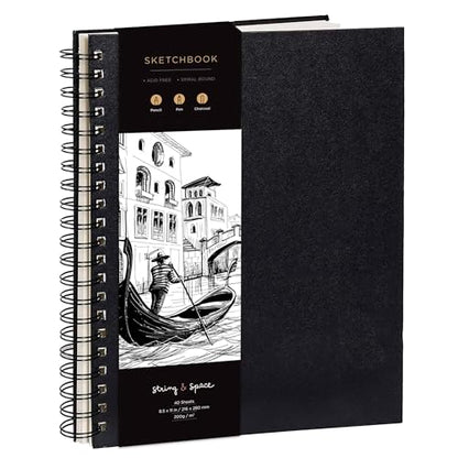 Artist’s Sketchbook Hardcover – 200GSM Very Thick Paper – Large, Spiral Sketch Book for Drawing and Mixed Media – Sketch Pad, Art Book - 8.25 x 11.4, 40 Sheets / 80 Pages - size: 8.25 x 11.4 inches