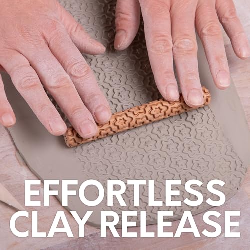 Byllstore Clay Texture Rollers | 10-Pack | 5 in x 0.65 in | Premium Wooden Pottery Tools | Set B - color: 10-Pack | 5" x 0.65" | SET B