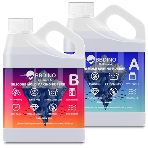 BBDINO Silicone Mold Making Kit 30A Platinum Liquid 2.42 lbs Translucent | High Strength 1A:1B Mix Self-degassing Silicon Heat Resistant 446F Ideal for Molding of Resin/Jewelry/Candle/Concrete/Plaster - size: Clear 38.8 Oz