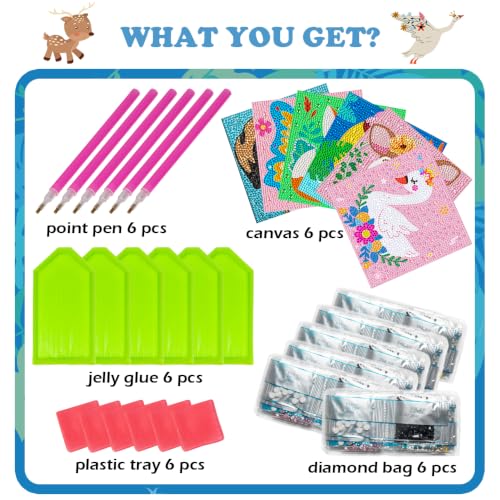Labeol Diamond Art Kits for Kids Crafts for Girls Ages 6-8-10-12 Easy to DIY Creative Diamond Art Sticker Craft by Numbers Kits for Kids and Adult Beginners (6 Pack Dream) - style: 6 pack Dream