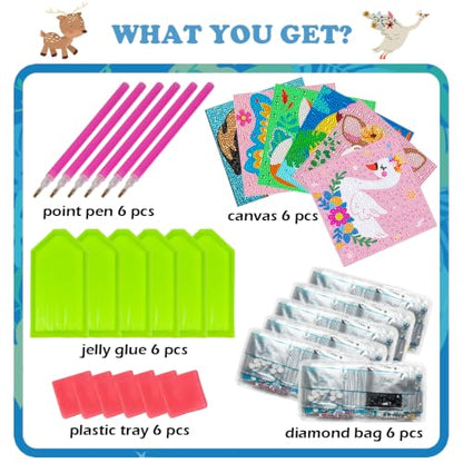 Labeol Diamond Art Kits for Kids Crafts for Girls Ages 6-8-10-12 Easy to DIY Creative Diamond Art Sticker Craft by Numbers Kits for Kids and Adult Beginners (6 Pack Dream) - style: 6 pack Dream